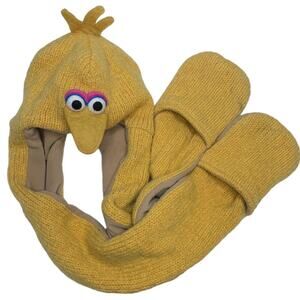 deLux Sesame Street Big Bird Wool Handmade Knit Hat with mittens